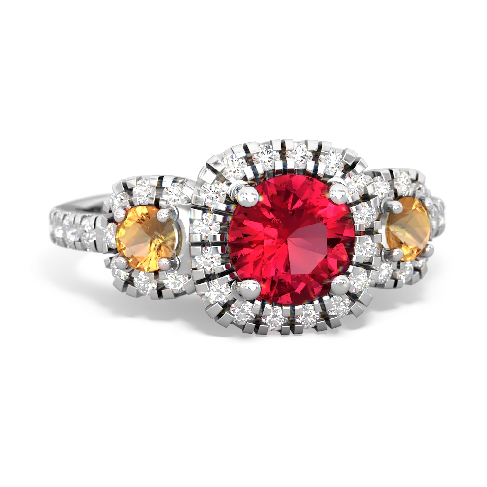 Lab Ruby Regal Halo 14K White Gold ring R5350