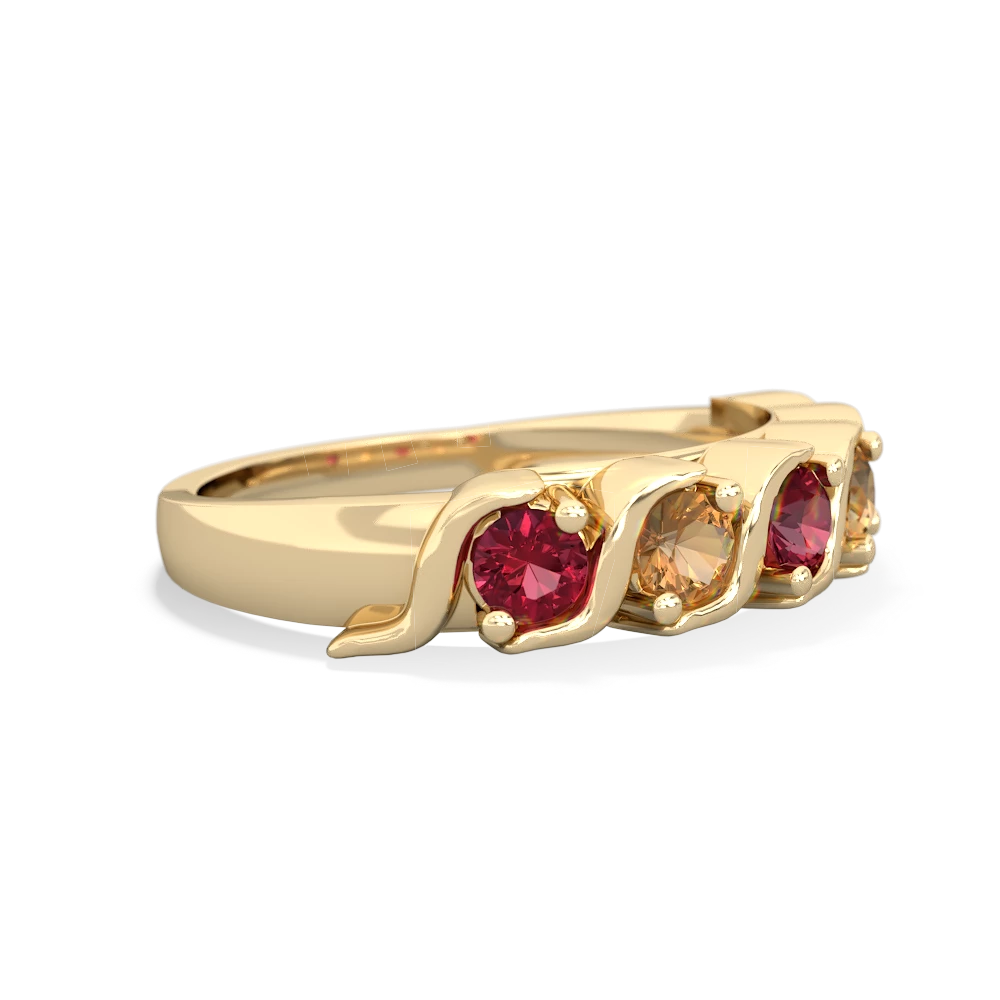 Lab Ruby Anniversary Band 14K Yellow Gold ring R2089