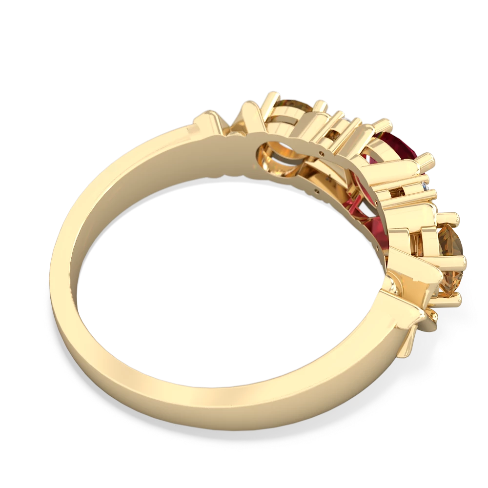 Lab Ruby Hugs And Kisses 14K Yellow Gold ring R5016