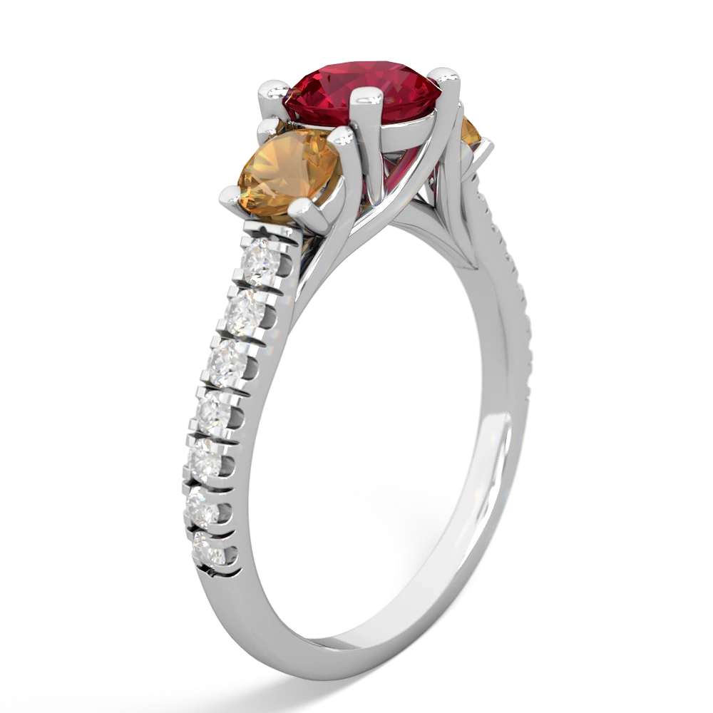 Lab Ruby Pave Trellis 14K White Gold ring R5500