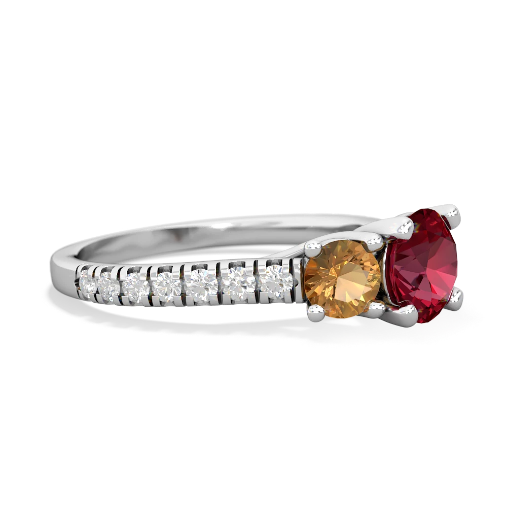 Lab Ruby Pave Trellis 14K White Gold ring R5500