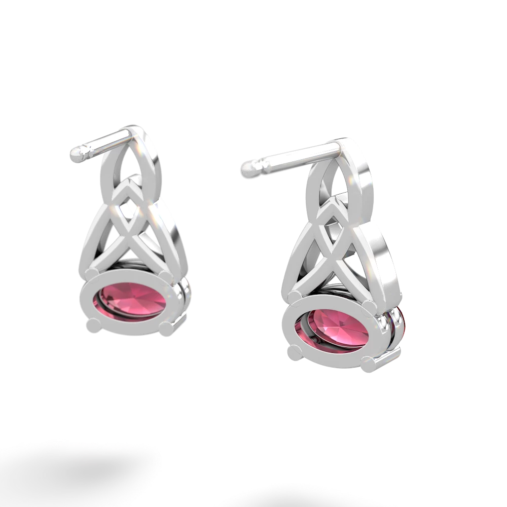 Lab Ruby Celtic Trinity Knot 14K White Gold earrings E2389