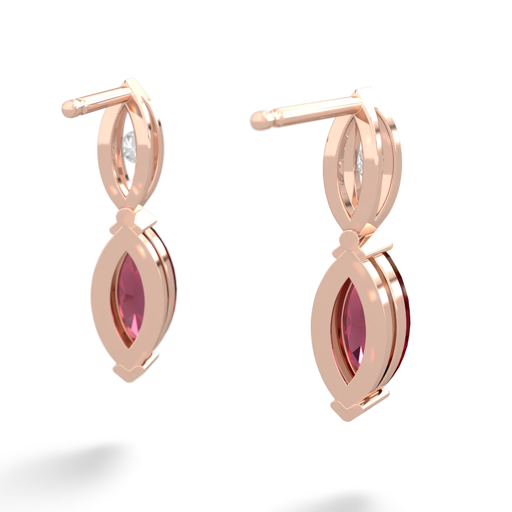 Lab Ruby Marquise Drop 14K Rose Gold earrings E5333