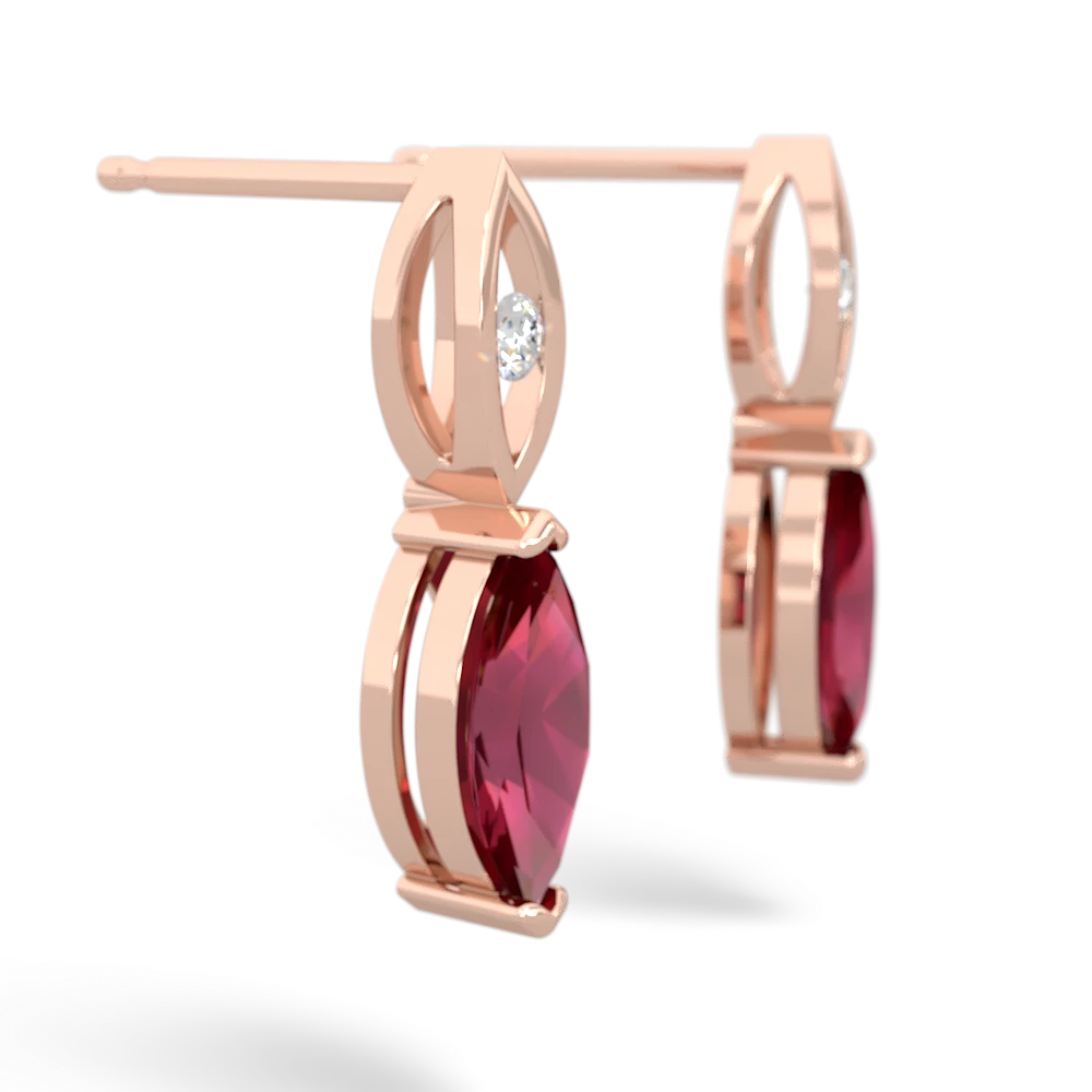 Lab Ruby Marquise Drop 14K Rose Gold earrings E5333