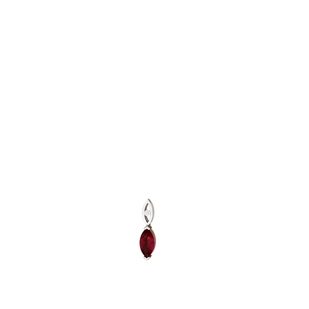 Lab Ruby Marquise Drop 14K White Gold earrings E5333