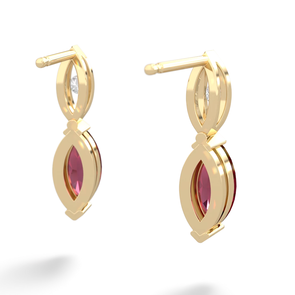 Lab Ruby Marquise Drop 14K Yellow Gold earrings E5333