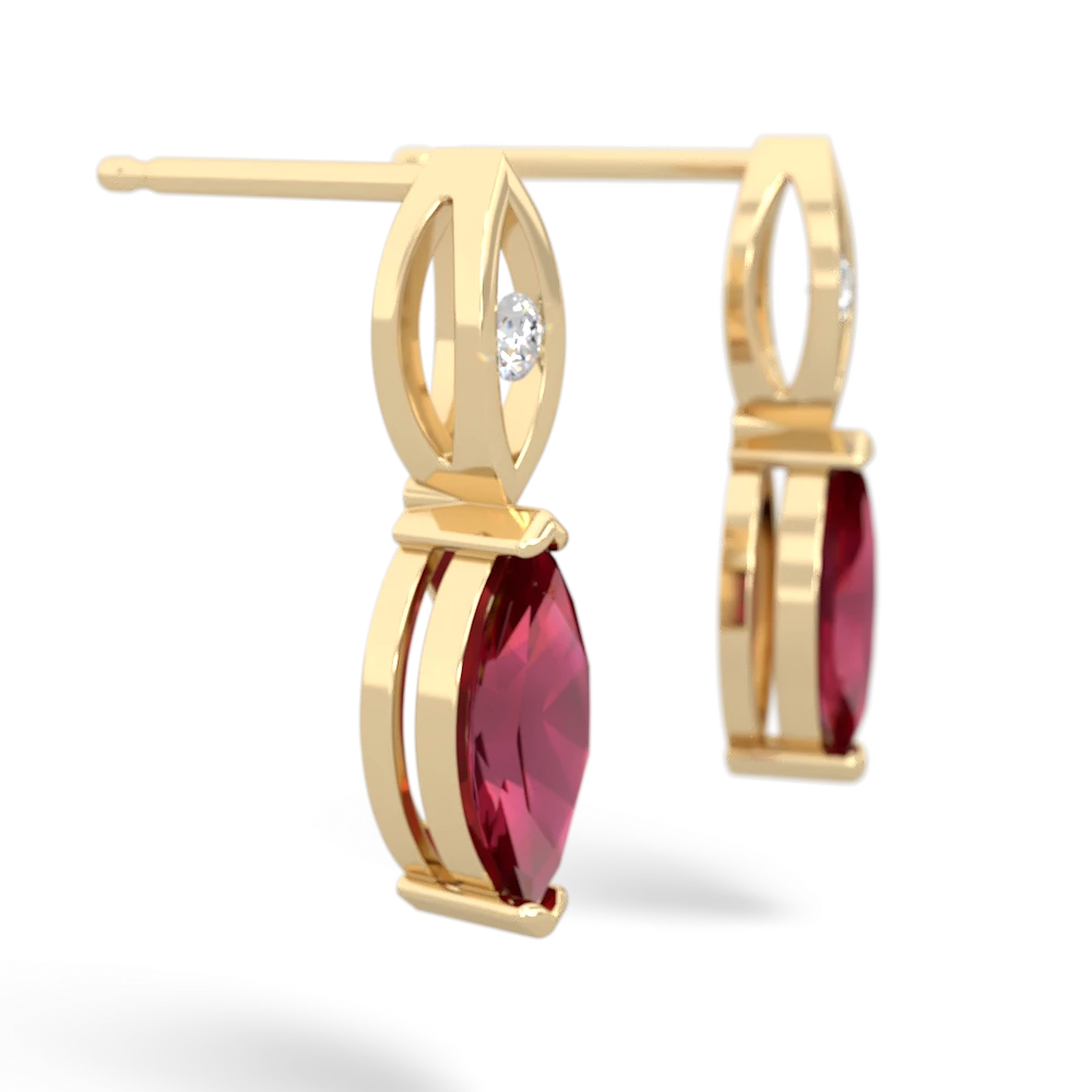 Lab Ruby Marquise Drop 14K Yellow Gold earrings E5333