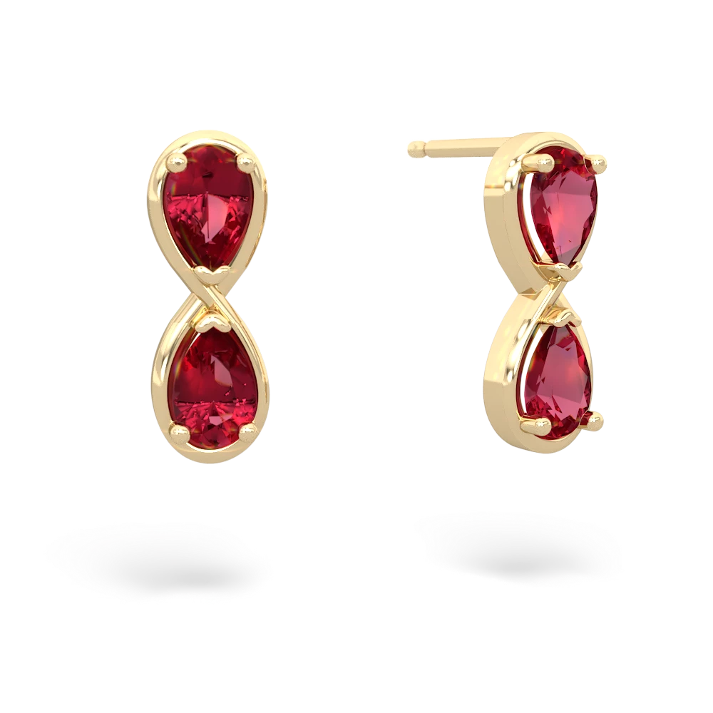 Lab Ruby Infinity 14K Yellow Gold earrings E5050