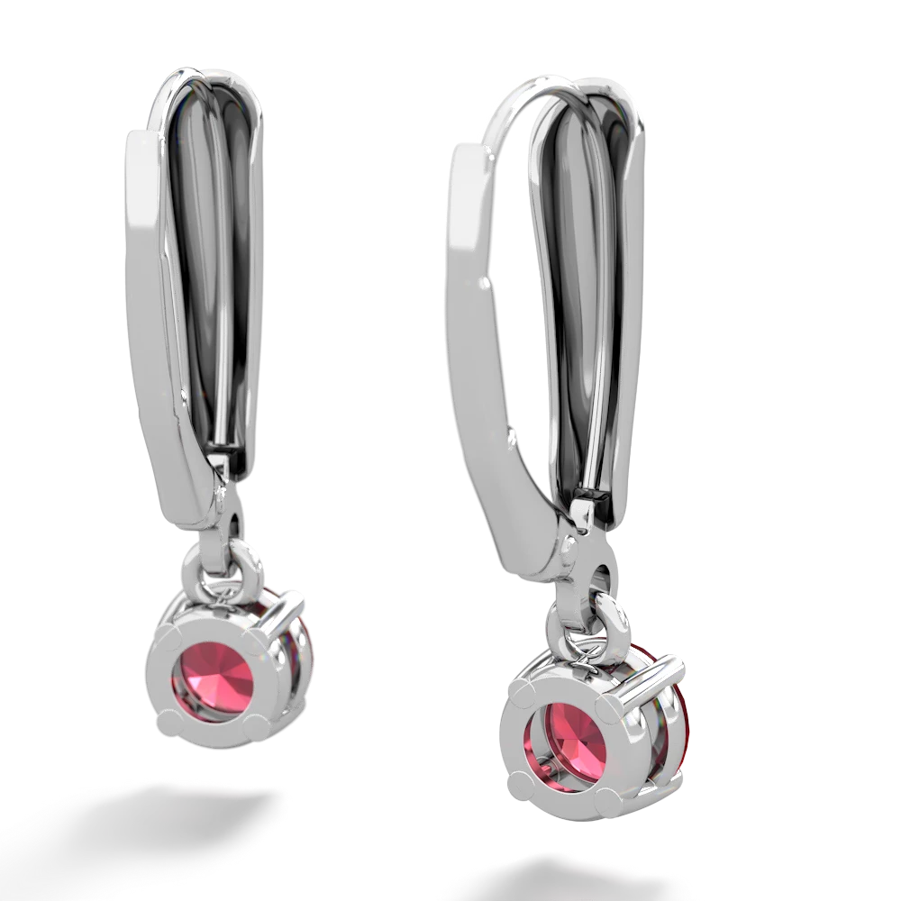 Lab Ruby 5Mm Round Lever Back 14K White Gold earrings E2785