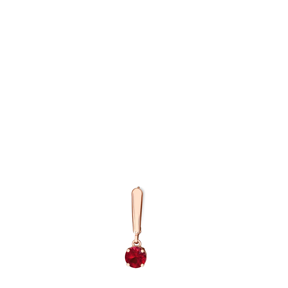 Lab Ruby 6Mm  Round Lever Back 14K Rose Gold earrings E2786