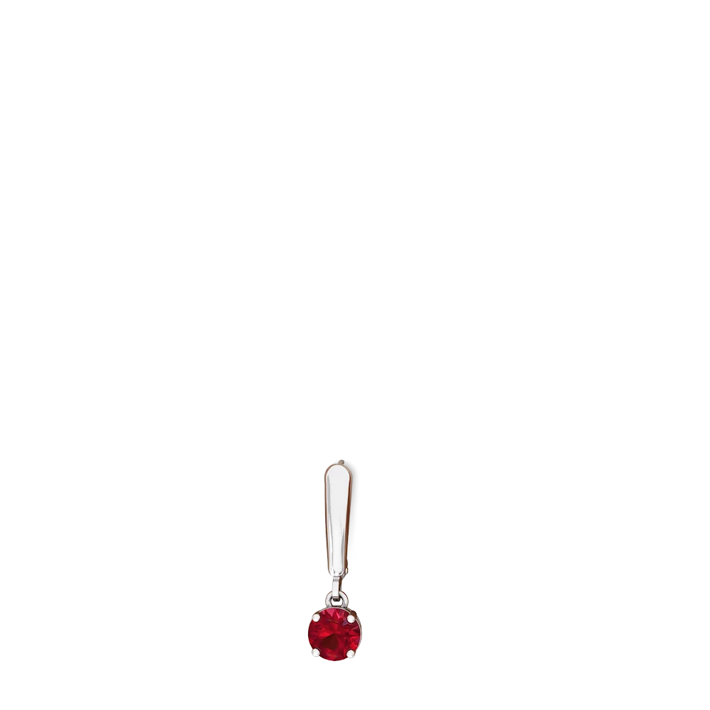 Lab Ruby 6Mm  Round Lever Back 14K White Gold earrings E2786