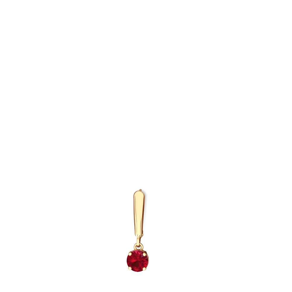 Lab Ruby 6Mm  Round Lever Back 14K Yellow Gold earrings E2786