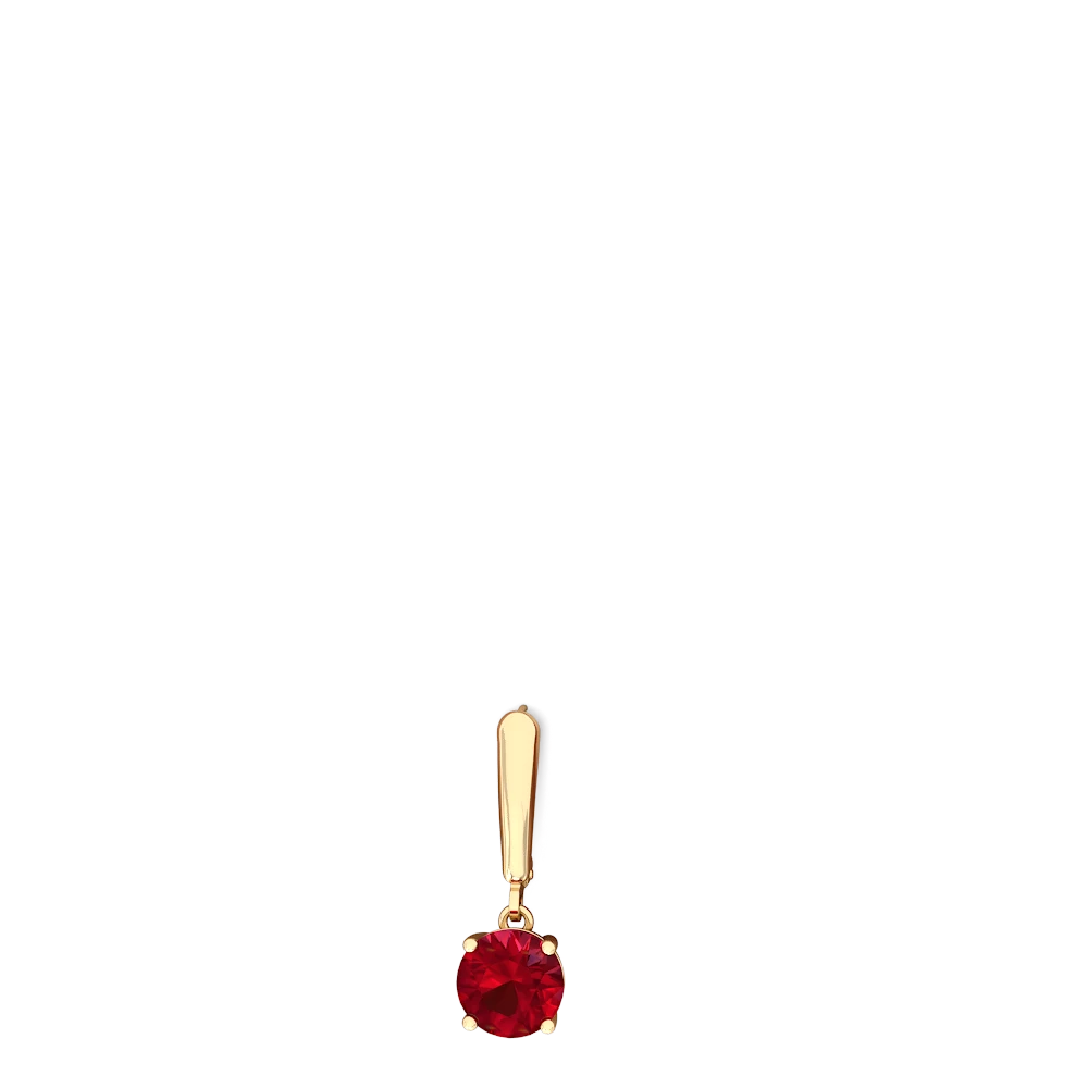 Lab Ruby 8Mm  Round Lever Back 14K Yellow Gold earrings E2788