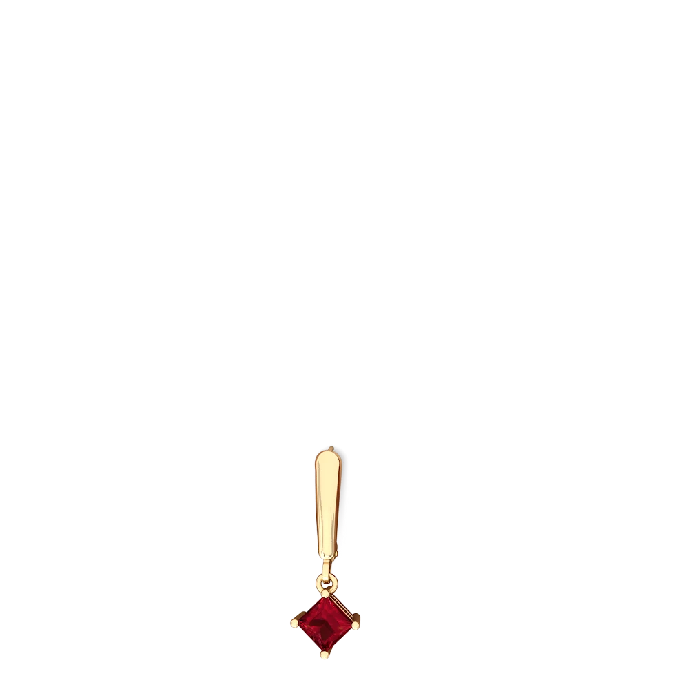 Lab Ruby 6Mm Princess Lever Back 14K Yellow Gold earrings E2789