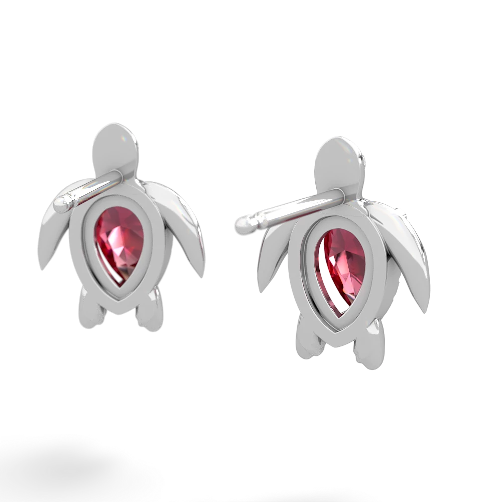 Lab Ruby Baby Sea Turtle 14K White Gold earrings E5241