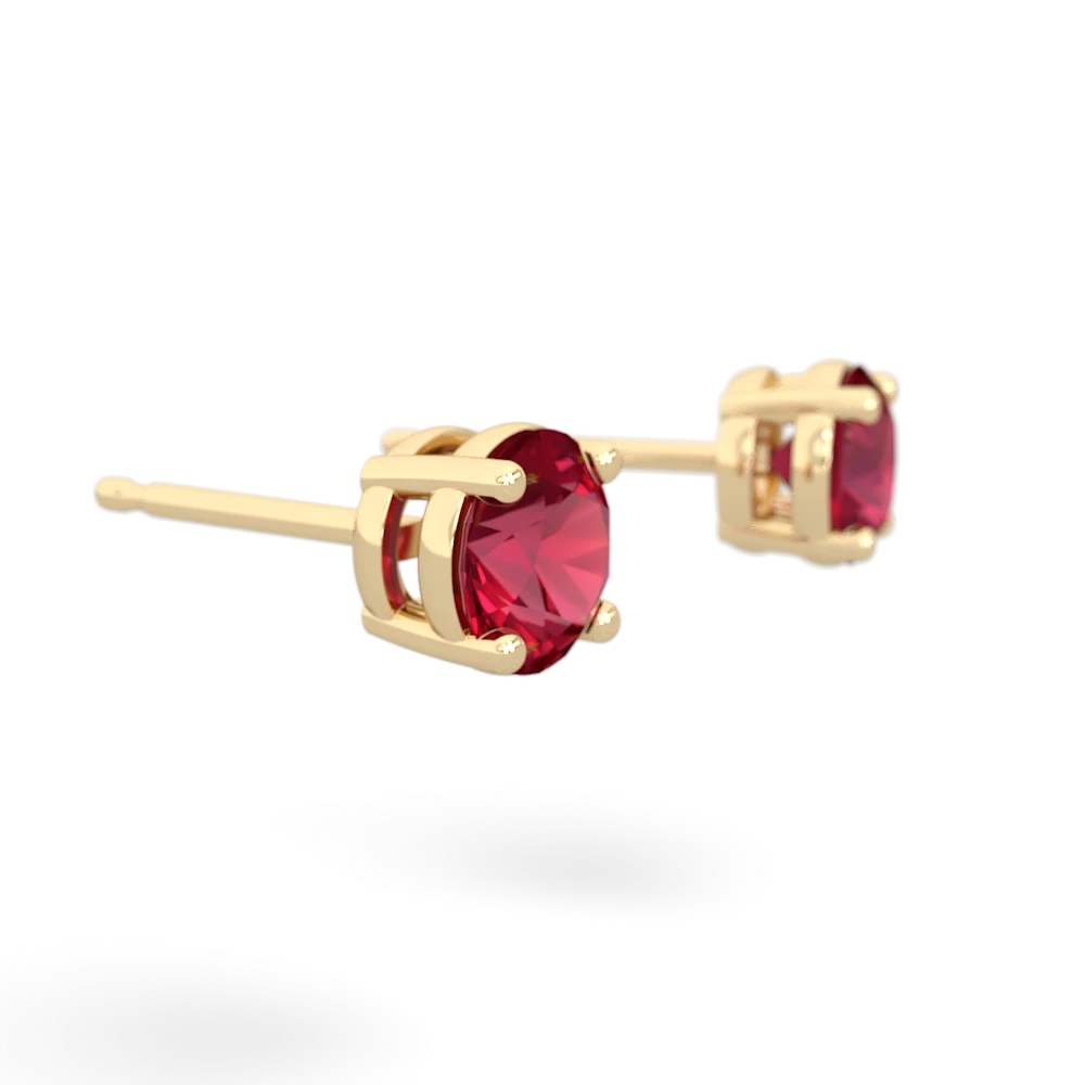 Lab Ruby 5Mm Round Stud 14K Yellow Gold earrings E1785