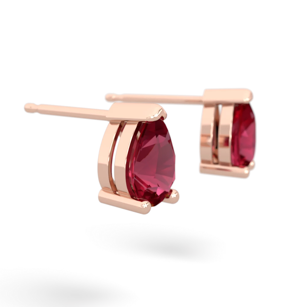 Lab Ruby Teardrop Stud 14K Rose Gold earrings E1793