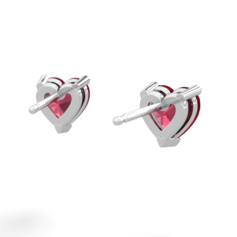 Lab Ruby 6Mm Heart Stud 14K White Gold earrings E1862