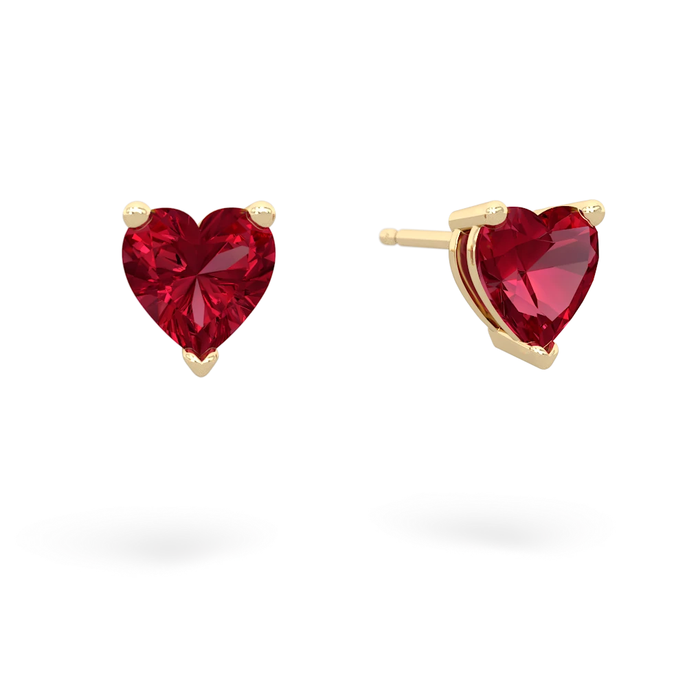 Lab Ruby 6Mm Heart Stud 14K Yellow Gold earrings E1862