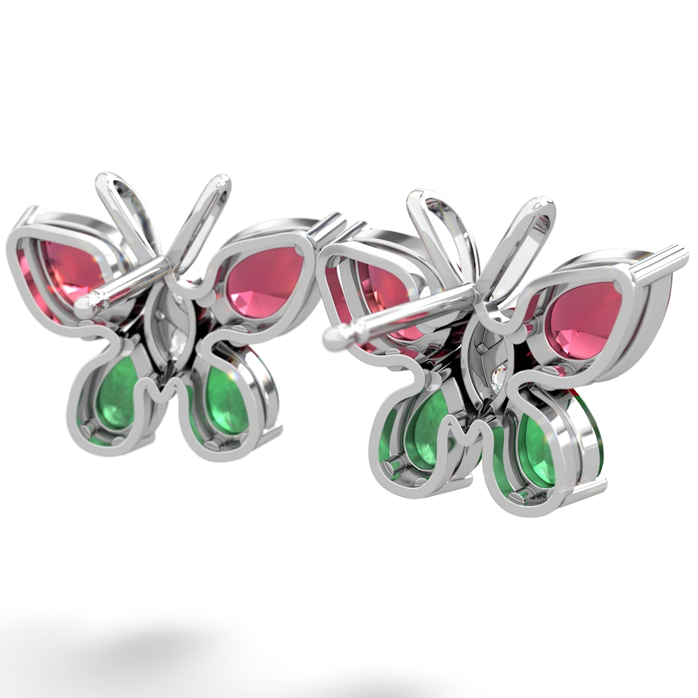Lab Ruby Butterfly 14K White Gold earrings E2215