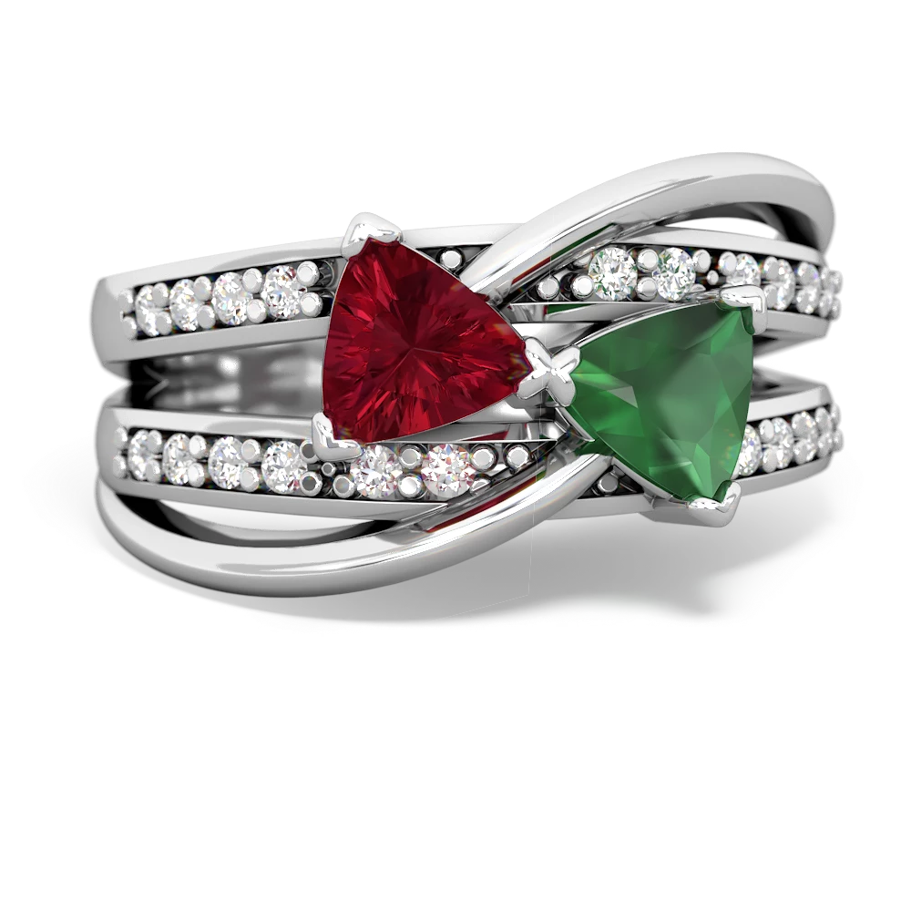 Lab Ruby Bowtie 14K White Gold ring R2360