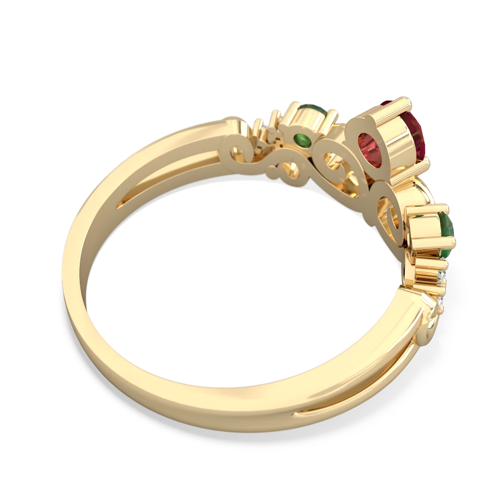 Lab Ruby Crown Keepsake 14K Yellow Gold ring R5740