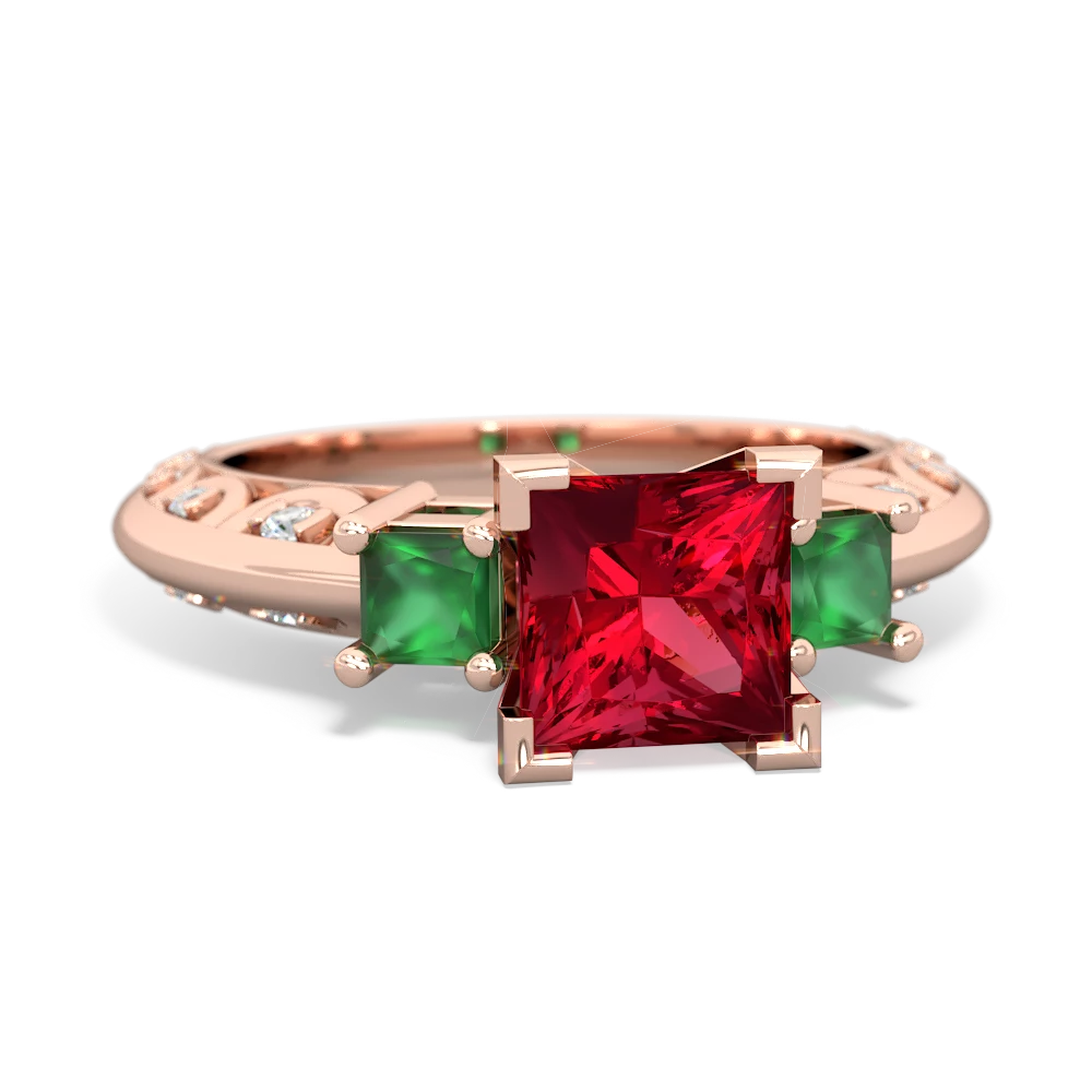 Lab Ruby Eternal Embrace Engagement 14K Rose Gold ring C2001