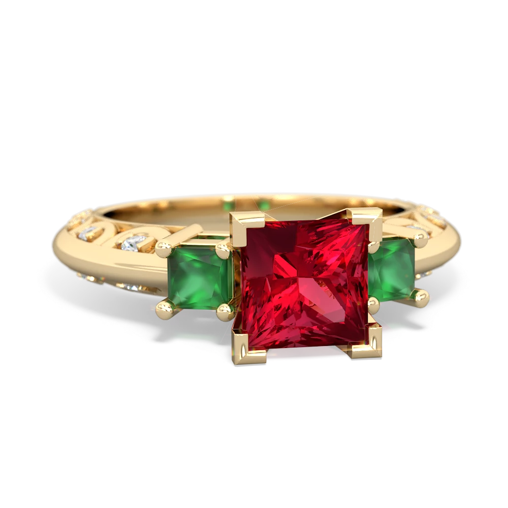 Lab Ruby Eternal Embrace Engagement 14K Yellow Gold ring C2001