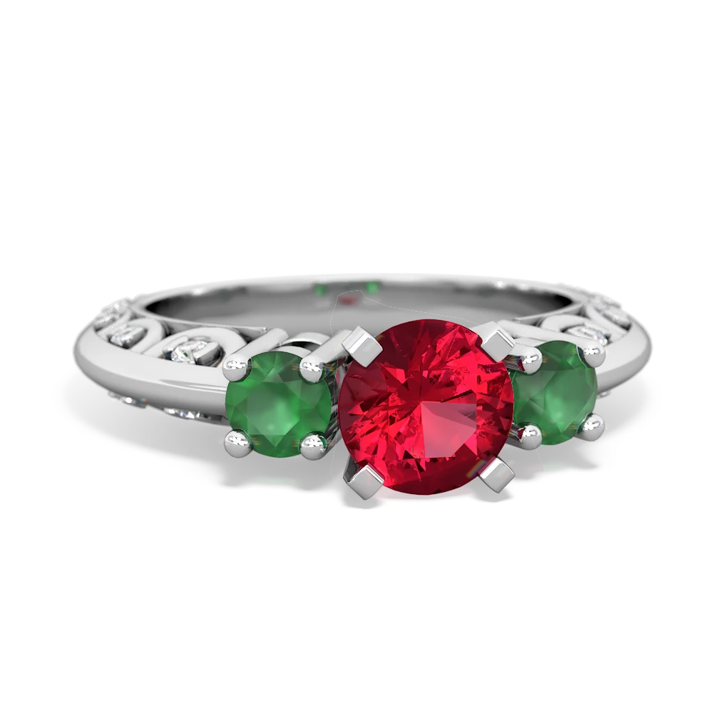 925 Sterling Silver 1 CT Ruby & Emerald Solitaire Leaf Diamond Engagem –  atjewels.in