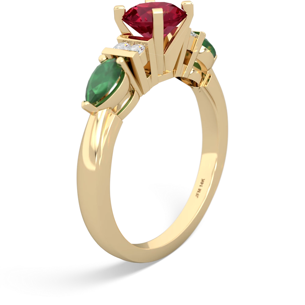 Lab Ruby 6Mm Round Eternal Embrace Engagement 14K Yellow Gold ring R2005