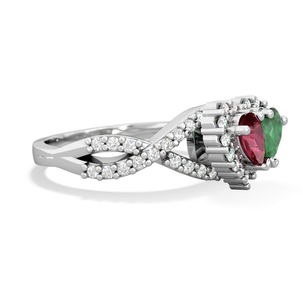 Lab Ruby Diamond Twist 'One Heart' 14K White Gold ring R2640HRT