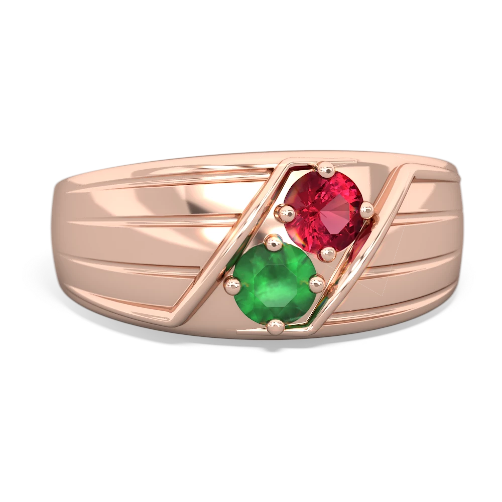 Lab Ruby Men's Streamline 14K Rose Gold ring R0460