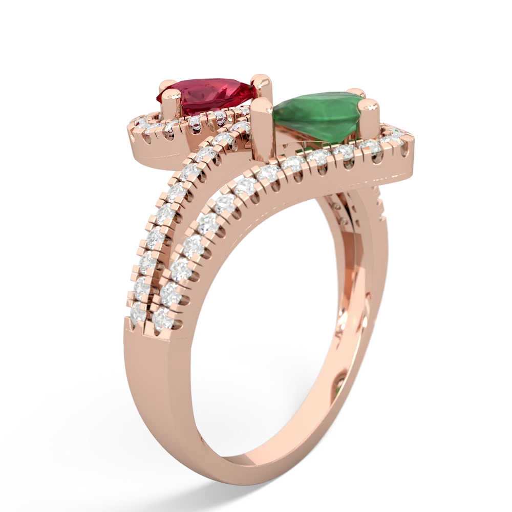 Lab Ruby Diamond Dazzler 14K Rose Gold ring R3000