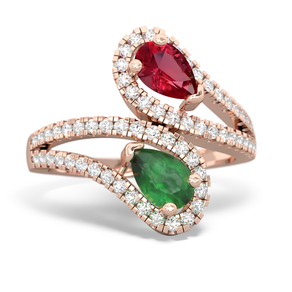 Lab Ruby Diamond Dazzler 14K Rose Gold ring R3000