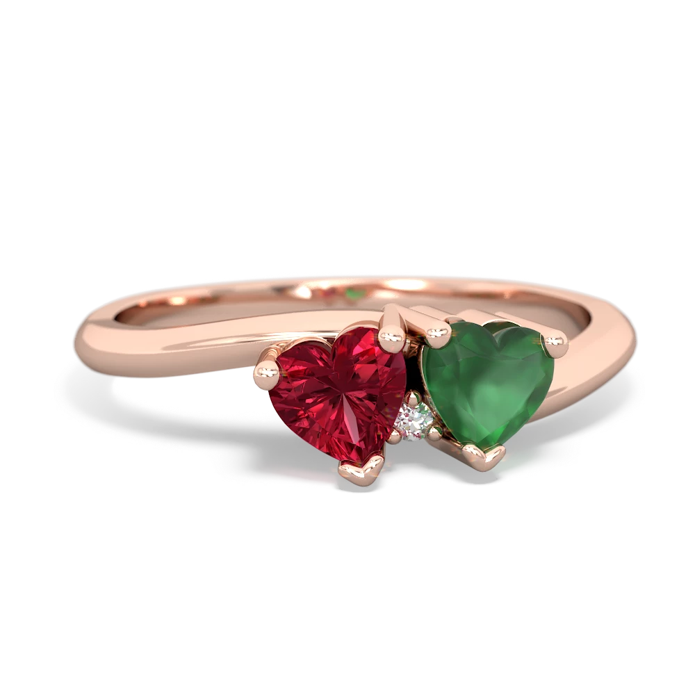 Lab Ruby Sweethearts 14K Rose Gold ring R5260