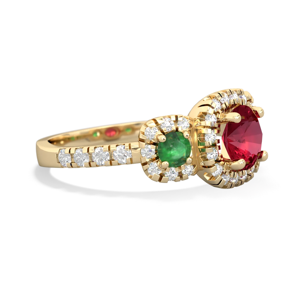 Lab Ruby Regal Halo 14K Yellow Gold ring R5350