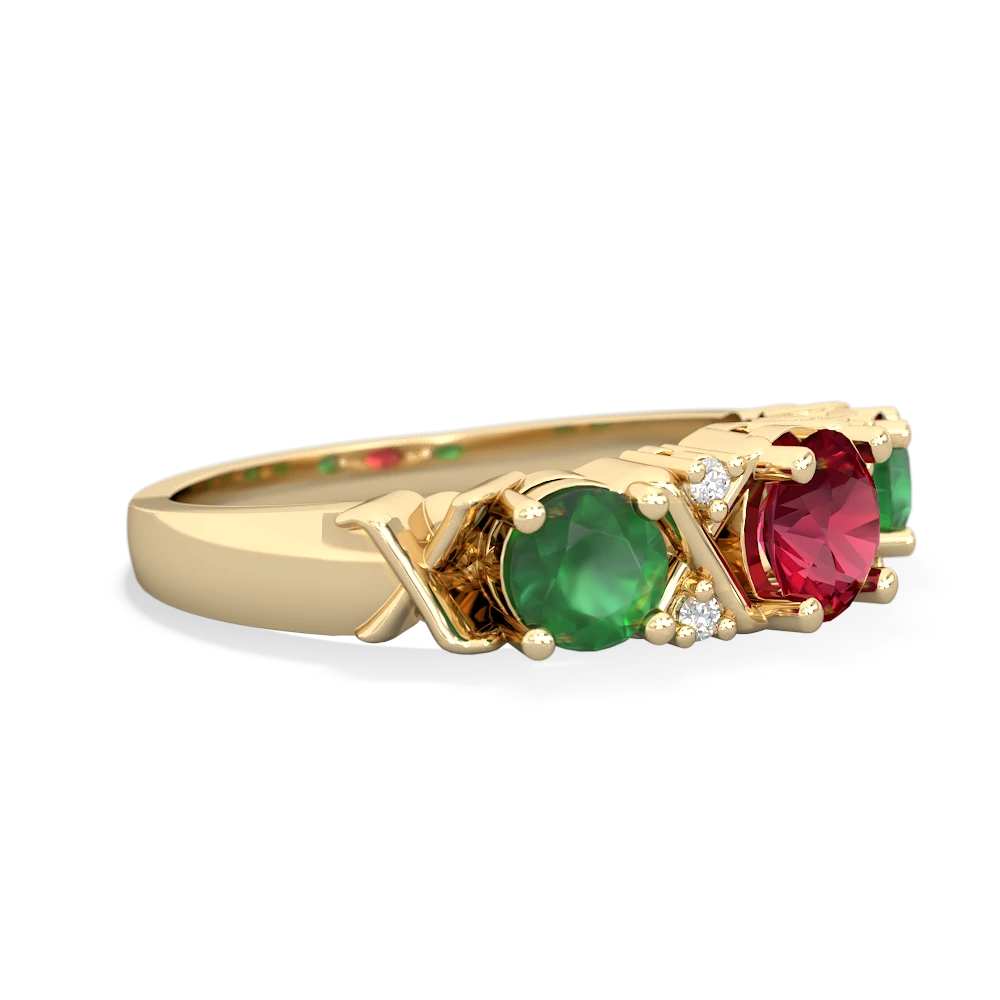 Lab Ruby Hugs And Kisses 14K Yellow Gold ring R5016