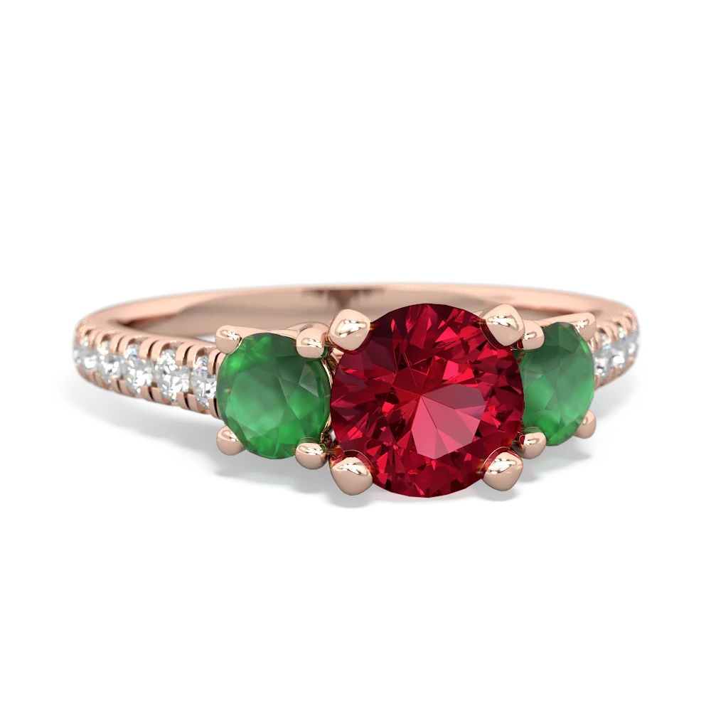 Lab Ruby Pave Trellis 14K Rose Gold ring R5500