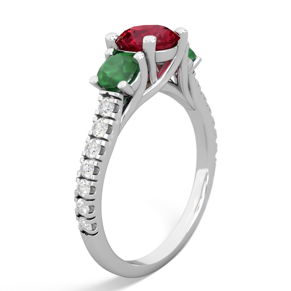 Lab Ruby Pave Trellis 14K White Gold ring R5500