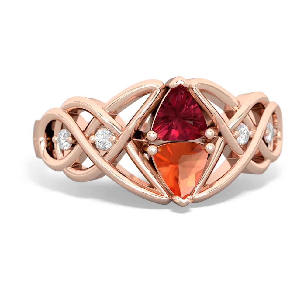 Lab Ruby Keepsake Celtic Knot 14K Rose Gold ring R5300