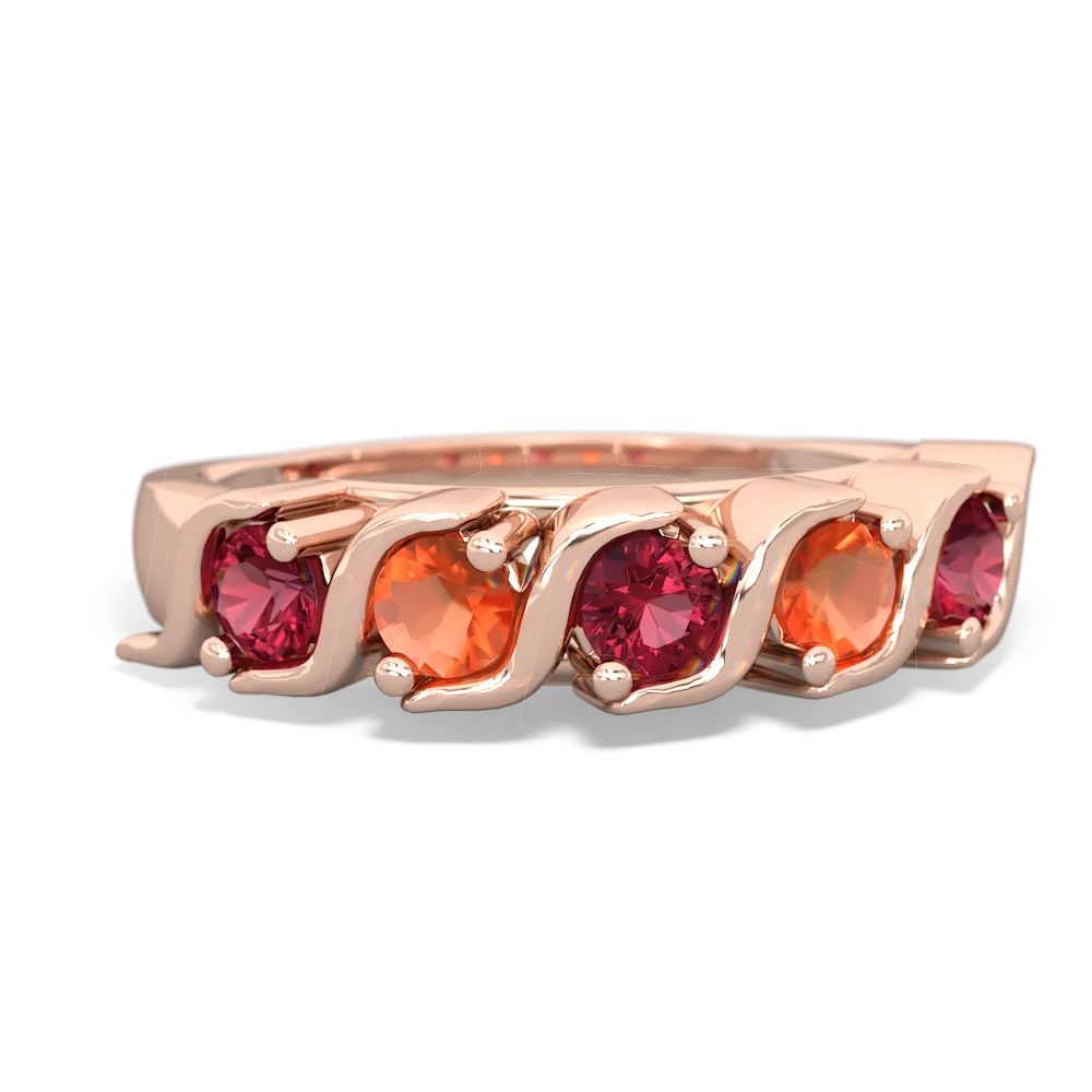 Lab Ruby Anniversary Band 14K Rose Gold ring R2089