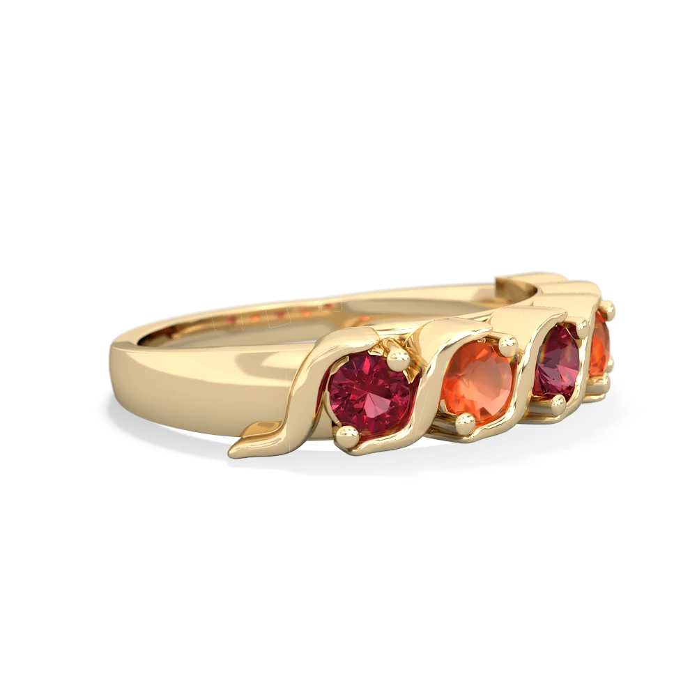 Lab Ruby Anniversary Band 14K Yellow Gold ring R2089