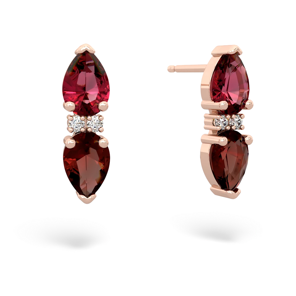 Lab Ruby Bowtie Drop 14K Rose Gold earrings E0865