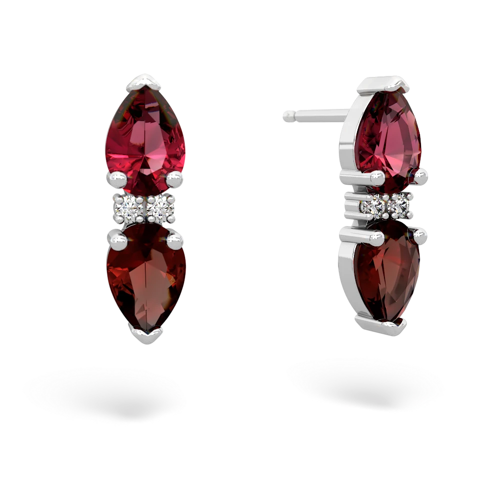 Lab Ruby Bowtie Drop 14K White Gold earrings E0865