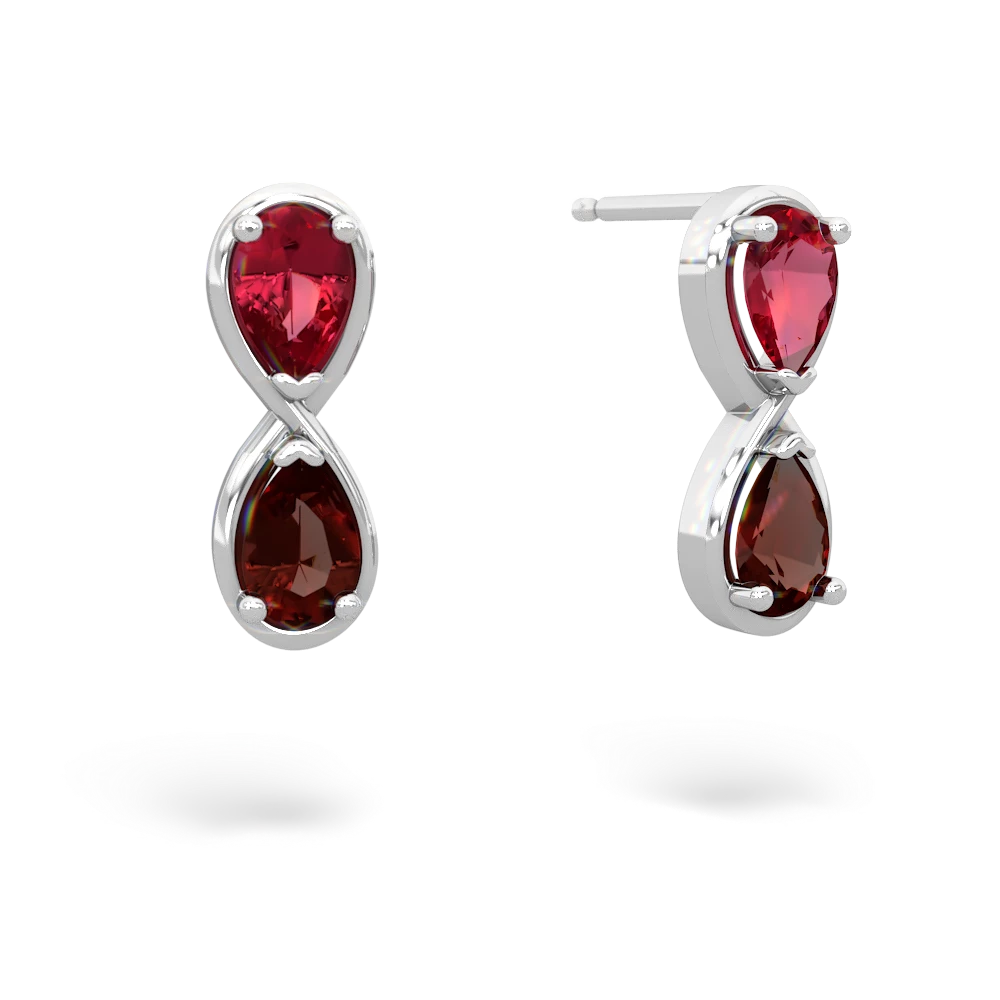 Lab Ruby Infinity 14K White Gold earrings E5050