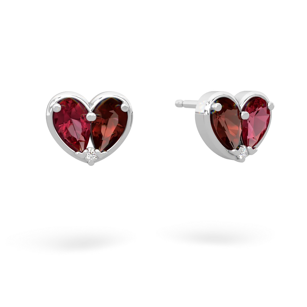 Lab Ruby 'Our Heart' 14K White Gold earrings E5072