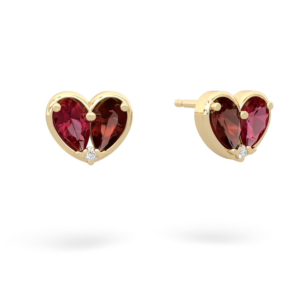 Lab Ruby 'Our Heart' 14K Yellow Gold earrings E5072