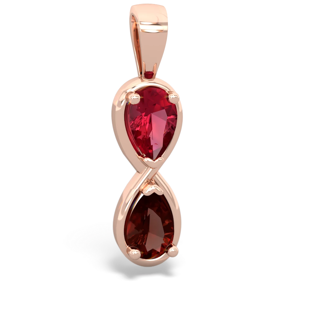 Lab Ruby Infinity 14K Rose Gold pendant P5050