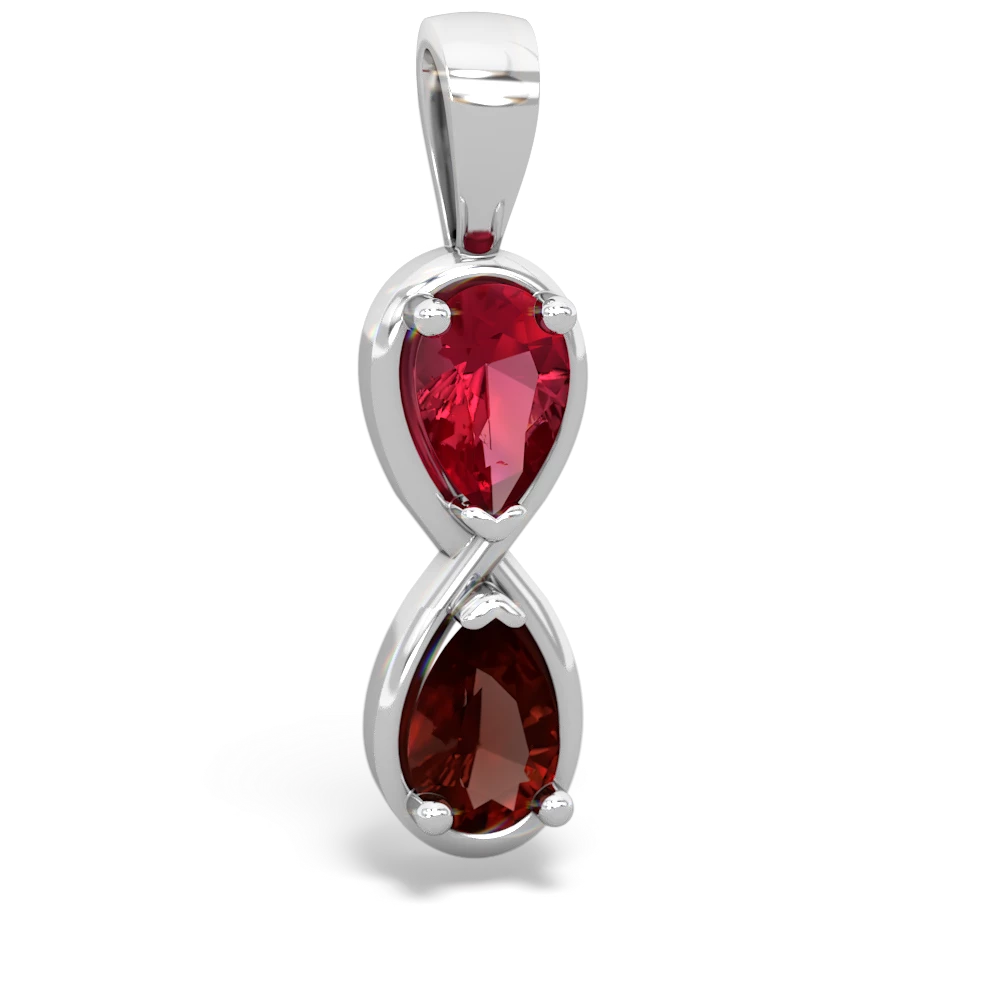 Lab Ruby Infinity 14K White Gold pendant P5050