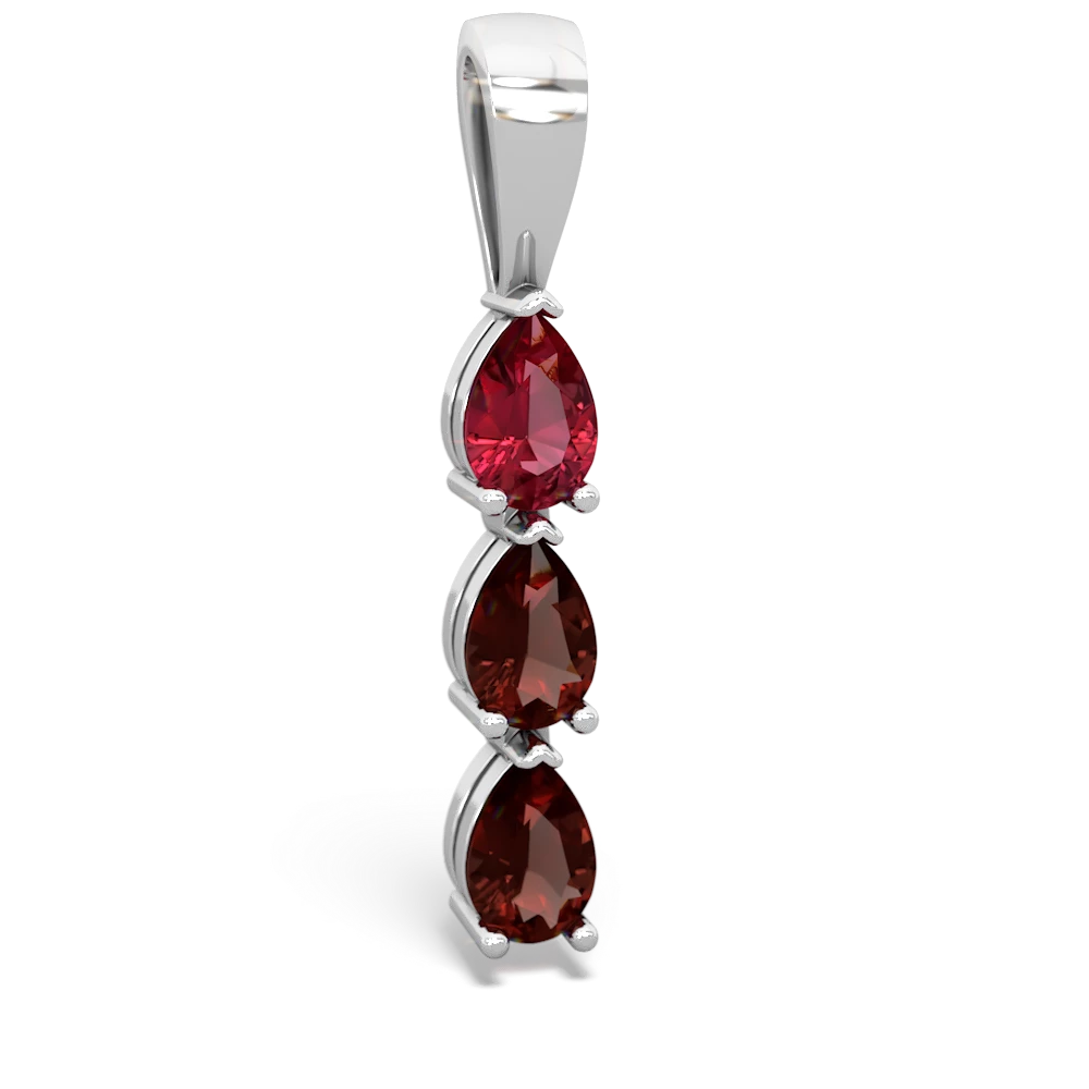 Lab Ruby Dew Drops 14K White Gold pendant P2251